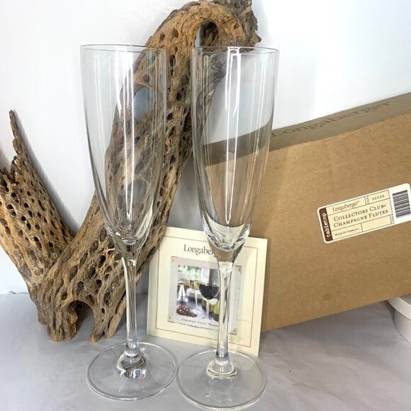 LONGABERGER Collectors Club Champagne Flutes Glasses - Picture 1 of 4